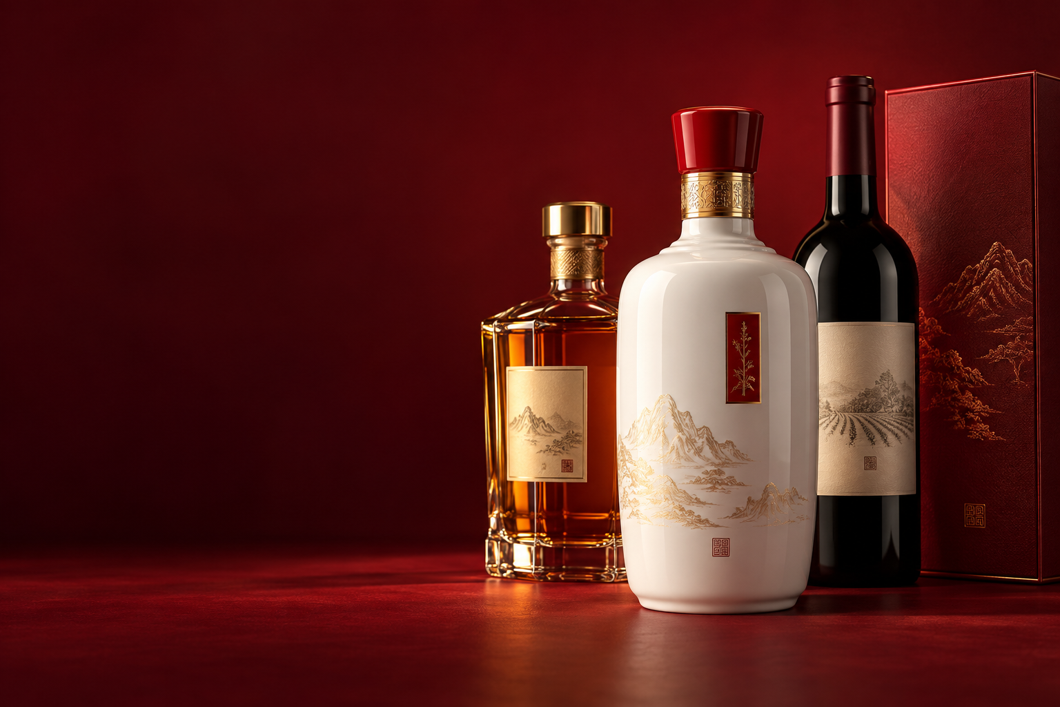 白酒、威士忌和葡萄酒礼盒